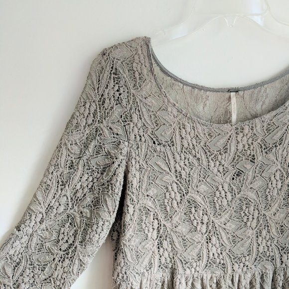 [Free People] Greige Lace Shake It Up Dress - Picture 2 of 6